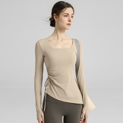 Youyou Yoga Wear Waist Slimming Sports Long Sleeve Advanced Pilates Training Top J35044Y1U Oatmeal M