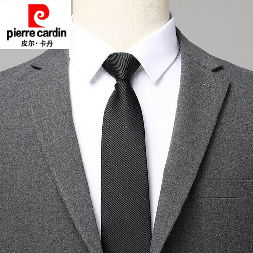 Pierre Cardin high-end all-wool suit for men autumn and winter business casual group professional slim wool suit jacket for men gray clothes + pants + shirt and tie L 175 yards/50 yards Authenticity guaranteed