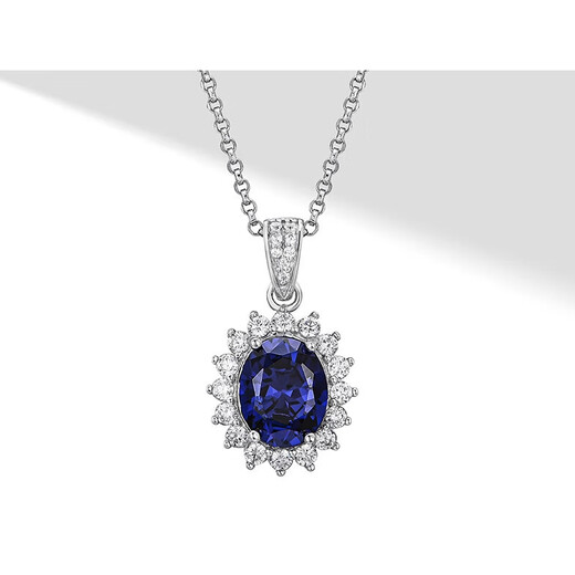 DL 1998 Fat Dong Lai Quality Tanzanite Pendant Silver Blue Tanzanite Necklace Women's Classic Clavicle Cylinder Birthday Silver Necklace + Gift Box
