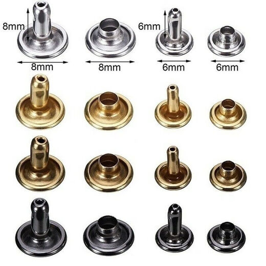 Fengxi DIY metal copper double-sided rivets, mother-in-law rivets, rivets, rivets, ding decoration, leather bags, shoe and hat accessories, buttons, gun black, 20 sets, 6mm (can be riveted up to 3mm thick)