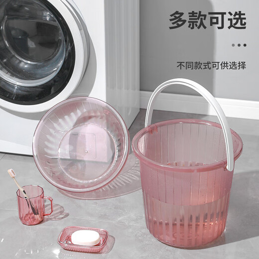 Student Schlafsaal verdickter Plastikeimer mit Wassereimer für Haushaltswasserlager Badezimmer Handheld Wäscherei Eimer Transparent Eimer 1049 zufällige Farbe mittelgroße Größe