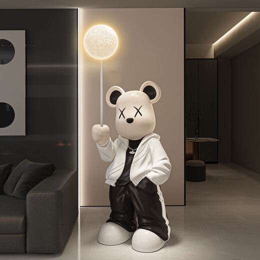 Dyed Spring Violent Bear Floor-standing Large Atmosphere Decoration Living Room Next to Sofa Porch Home High-end Decoration Housewarming Gift Export Version Large Size Height 136cm Black Atmosphere Light + Saving Money + White Round Bottom