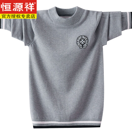 Hengyuanxiang Youth Wool Sweater Round Neck Sweater for Boys and Girls Casual Knitted Sweater for Junior High and High School Students Korean Style Loose and Thickened Gray M 160 (Suitable for 155-162c Height)