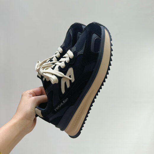 Chaussures féminines authentiques Shougu avec niche rétro haut de gamme Forrest Gump Shoes 2025 Automne à hauteur épaisse hauteur Dad chaussures Tendance noire Z-15926 35 Femme Femme