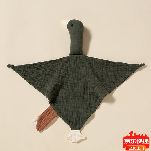 Jingmengyuan crumpled cloth soothing napkin baby can chew the doll sleep baby put to sleep pure cotton gauze little swan hand puppet gray bunny (goose) 1 pack