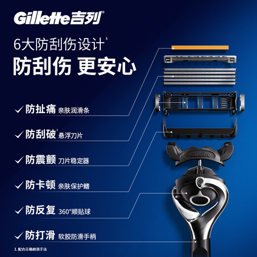 Gillette Razor Manual Fengyin 5 Zhishun Caja de gravedad de la gravedad Lavado y viajes Manual de afeitar anti-Stratch Anti-Scratch, regalo práctico para hombres 5 capas de cuchilla 1 soporte de cuchillo 5 cabezal de cuchillo Feigeli