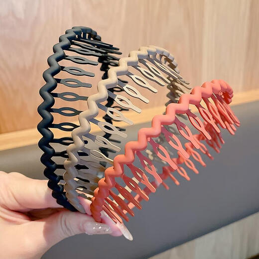 Qianshengyuan black headband for face washing, invisible face washing headband, non-slip and anti-fall headband, hair tie with teeth, anti-slip pressure hairpin, main picture black, cost-effective 4 pieces