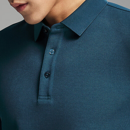 Youngor long-sleeved POLO shirt men's cotton blended pique fabric plain business POLO shirt comfortable and breathable 2025 new product combination blue VLPC519962HCA M (recommended 120-135Jin Jin equals 0.5 kg)