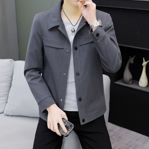 Hailan Frühlings- und Herbst-neue Jacke Herrenjahre neue Anzugjacke Herren trendy Casual Youth Jacket Herren Top 333 Khaki M 80-100jin [Jin ist 0,5 kg]