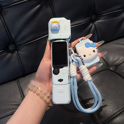 Wen Shiou DJI protective case pocket3 protective case cute pajamas puppy silicone gimbal camera body anti-scratch accessories stand-alone version blue fish protective case