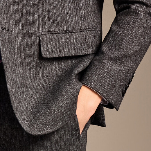 Antonio high-count worsted wool two-piece suit, men's light luxury twill slim-fit suit suit, Western men's business formal suit, gray 46 A (170/88A)