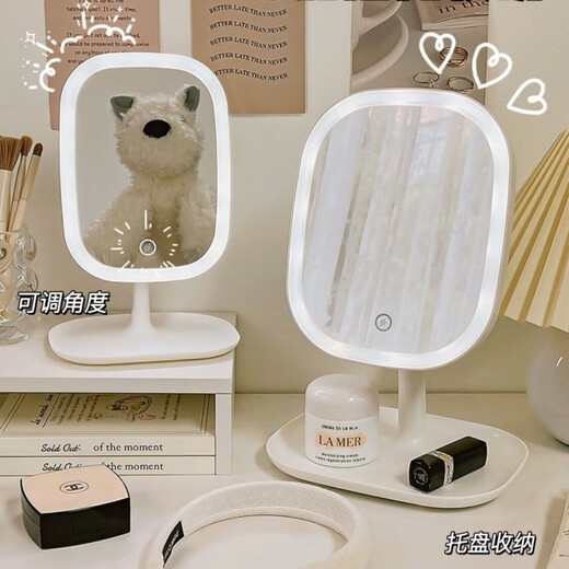 LED makeup mirror with light desktop internet celebrity female light-filling small mirror ins style dormitory desktop portable small dressing mirror natural white three-speed color change + stepless dimming + five times 1 piece