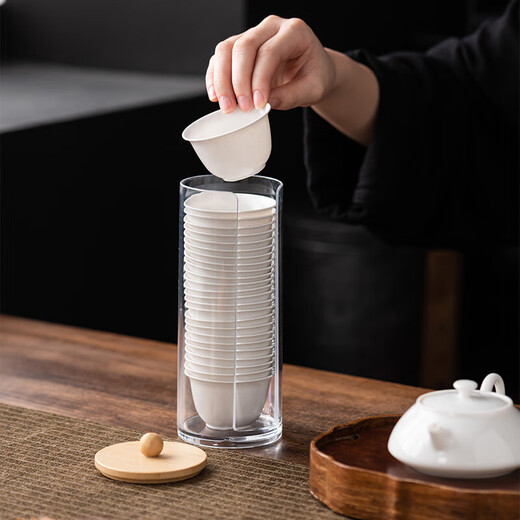 Yunhua disposable kung fu tea cup with storage rack 60ml high-grade heat-resistant rice husk tea tasting cup tea tasting 200 disposable tea cups