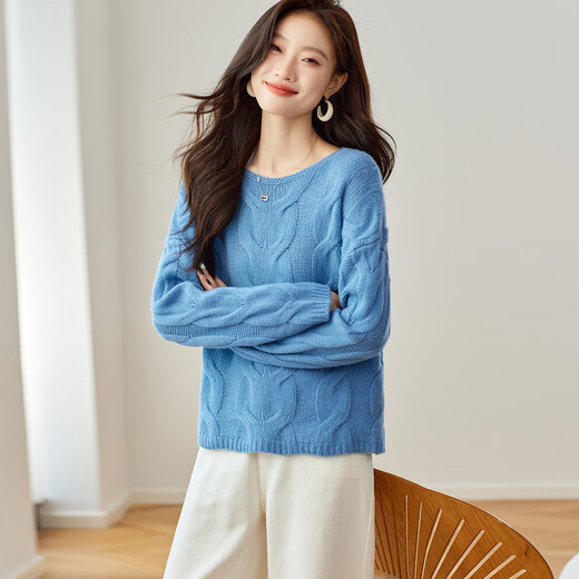 Shexi (Srcr) short lazy twist 100% cardigan sweater women's autumn and winter high-end cable loose knitted bottoming sweater