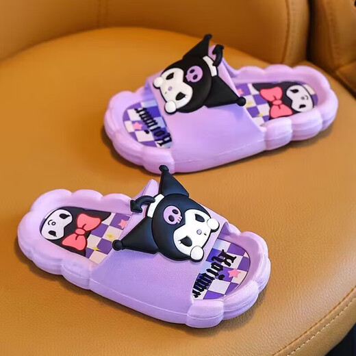 Yihaofeng children's slippers girls summer cartoon non-slip indoor bathing Kuromi Lord baby deodorant household slippers purple Kuromi upgraded version 28-29 size inner length 16.5cm 4-5 years old
