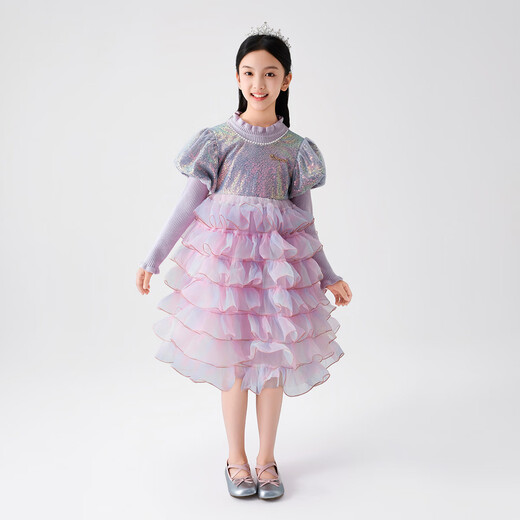 Disney (Disney) children's clothing girls skirt high-end princess skirt autumn and winter cake skirt spliced ​​fairy skirt TD3EQ003