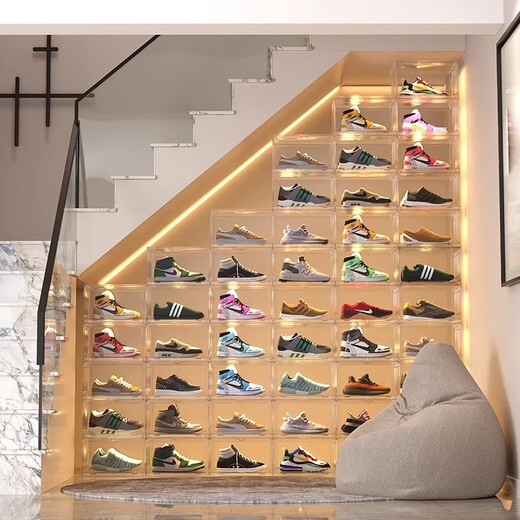 Sailotou transparent magnetic acrylic shoe box sneaker storage box thickened shoe box anti-oxidation household shoe storage 36x27x fully transparent upgraded double door thickened full HD magnetic 12 pack