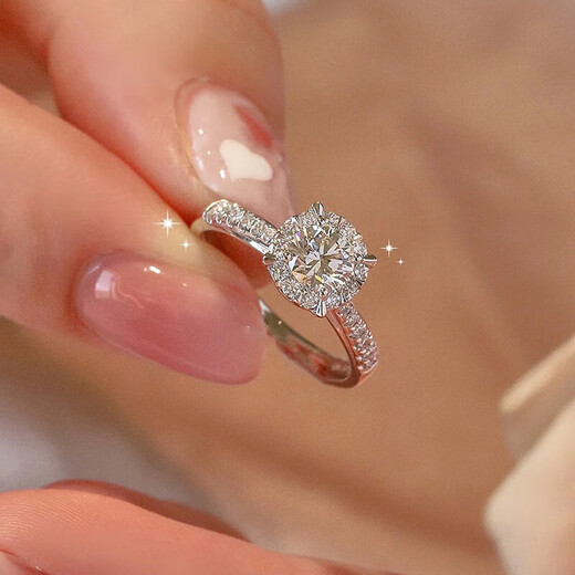 Pt950 platinum <courtesy> moissanite diamond ring for women platinum personality true closed niche design sense wedding platinum No. 8 (47-48mm) - light luxury style