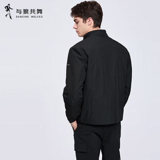 Dances with Wolves quilted and stand collar jacket men's 2025 autumn and winter new thickened warm casual comfortable versatile jacket 1009 black 001 L (175)