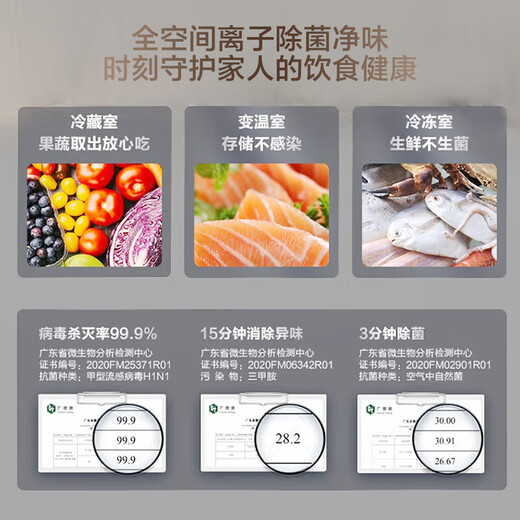 Hisense 510L Brilliant Series Colored Crystal Glass Flat-Inset Four-Door Bottom Heat Dissipation First-Class Energy Efficiency Air-cooled Sterilization and Deodorization-31 Frozen Fresh Refrigerator BCD-510WTDGVBPIV2