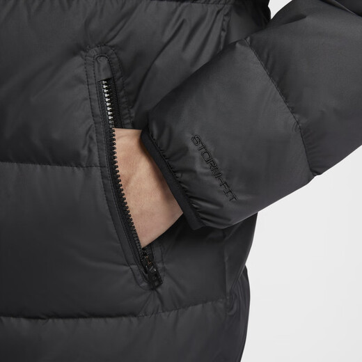 Nike Chaqueta de plumón resistente al viento para hombre, tejido cálido con capucha para invierno, NIKE STORM-FIT HQ4183 010 Negro M
