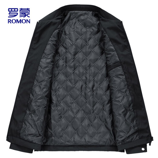 ROMON jacket men's winter business casual lapel cotton clothes cadre executive jacket men MK73 black cotton XL