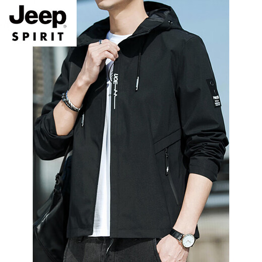Jeep Spirit Autumn Jacket for Men 2025 Nouveau printemps et automne veste en veste en vrac de couleur courte à capuchon