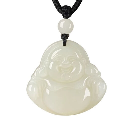 KZD Old Phoenix 999 white cyan Maitreya Buddha big belly Buddha laughing Buddha pendant jade Buddha head jade pendant lanyard necklace for women cyan white Maitreya Buddha tied with rope and shipped