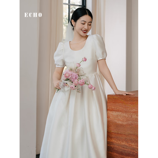 Lism International First-Line Brand White Robe Robe Milk Candy Custom Widding Robe Marile Engagement et obtenir un certificat White Robe Champagne blanc (spot) XS