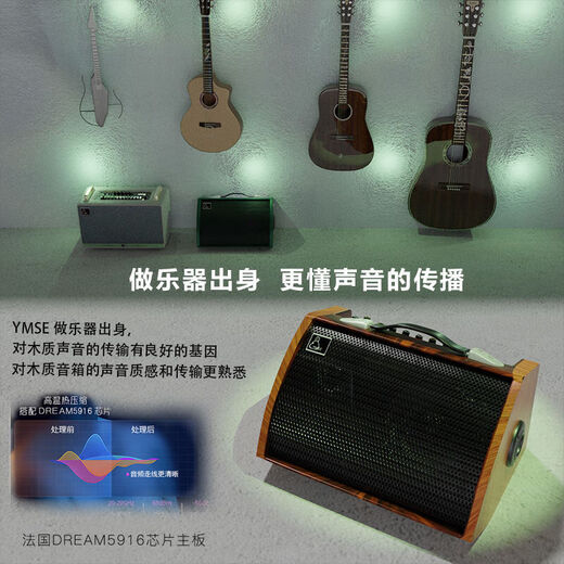 Yamiser 120W high volume charging speaker acoustic guitar audio instrument outdoor Bluetooth playing and singing sound card internal recording upgraded version 120W + 2 wireless microphones + accessories + stand
