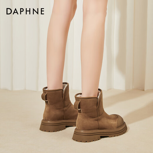 Daphne Northeast Snow Boots Women's Shoes 2025 Winter New Thick-soled Cotton Shoes Versatile Plus Velvet Warm Short Boots Yellow 38