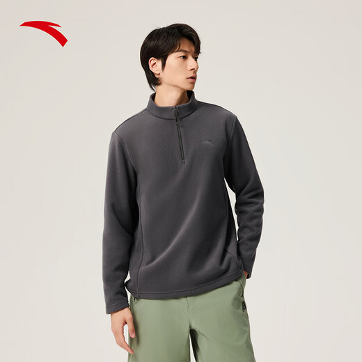 ANTA Polar Fleece Long T丨 Half-Zip Stand Collar Fleece Jacket Men's Autumn and Winter New Windproof Loose Pullover Sports Top