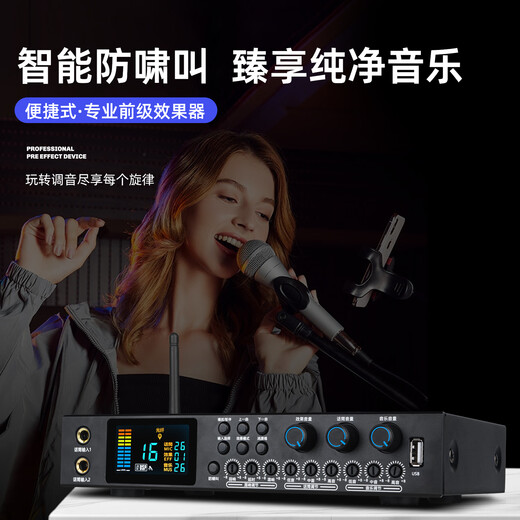 ZUU new front-end effector professional karaoke home karaoke balanced vocal front karaoke audio simulation advanced singing speaker equipment ktv K160 front-end effector double-headed lotus line