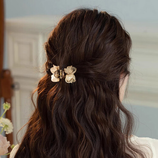 Xiang Wan Hairpin Flower Half-tied Hairpin Clip Women's New Bangs Clip Headwear Hair Clip Hairpin Gold