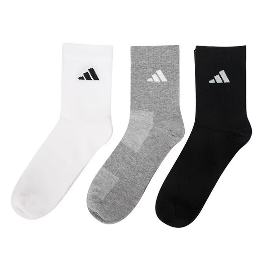 adidas adidas socks Männersocken Frauen Socken Baumwollsocken 2025 neue Sportsocken bequem atmungsaktive lässige Socken Running Wear-Resistant Midrohr Socken Schwarz und Weiß und Grau/JC9272/Drei Paare M (39-4 Größen)