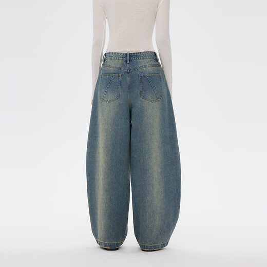 Asuka and New Wine Loose High Waist Jeans for Small Women 2025 Autumn New Casual Slim Scimitar Pants Indigo HCH07 M