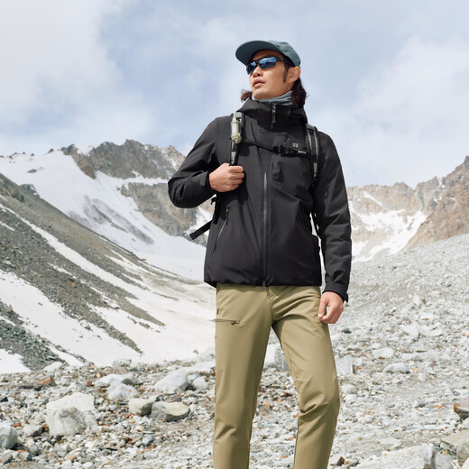 KOLON SPORT/Kolon Soft Shell Three-in-One Jacket Men's Water-Repellent and Windproof Outdoor Jacket Level 2 LHJK5WNT13-BK Black Down Liner XL 180/100A