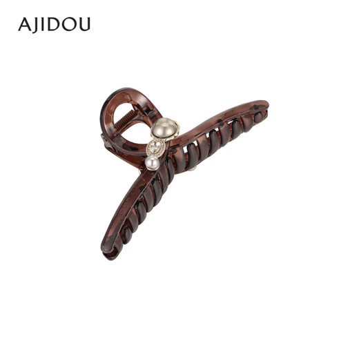 AJIDOU birthday gift Ajidou clip female pearl gentle goddess retro offline counter same style hair clip hair accessories black coffee color 1 piece set