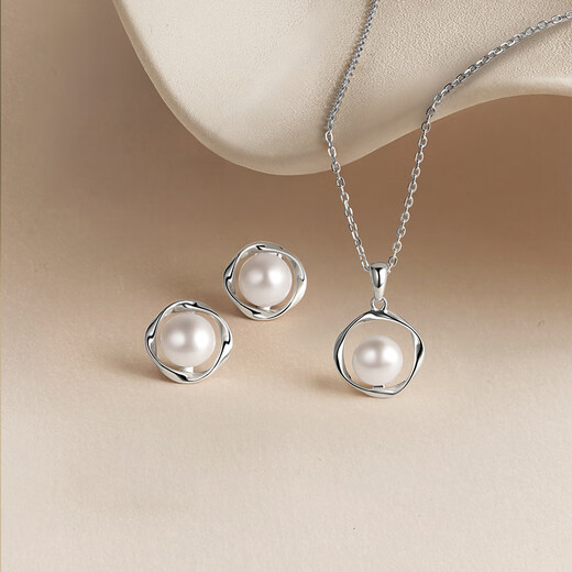 Saturday Fortune (ZLF) S925 silver pearl necklace female Möbius strip freshwater pearl pendant gift for girlfriend, chain length 40cm+5cm