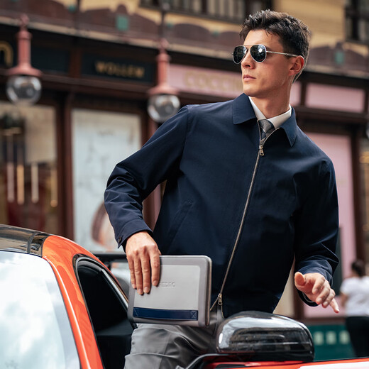 Mr. Bu Fashion Lapel Jacket Men's 2025 Autumn and Winter New Business Commuting Windproof and Quick-drying BT16921 Deep Sea Blue L (175)