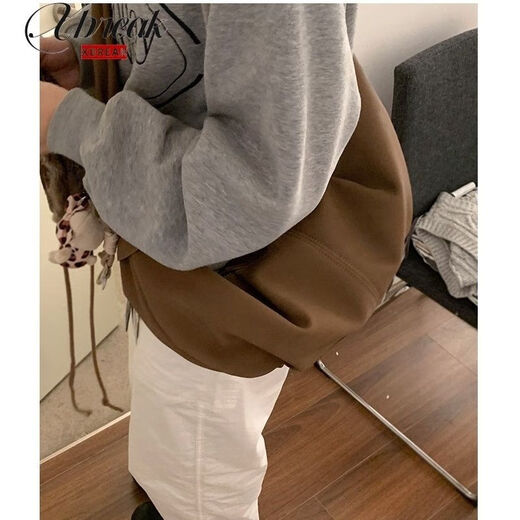 
XBREAK retro fashion dumpling bag 2025 new bag commuter large capacity high-end casual one-shoulder crossbody bag khaki ribbon pendant