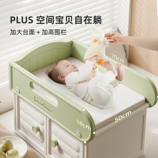 HOBBY TREE Bay window changing table, baby care table, bathing, multifunctional tray, diaper changing tray, touch crib, milk white, recommended full set, bay window combination + 4D fiber mat