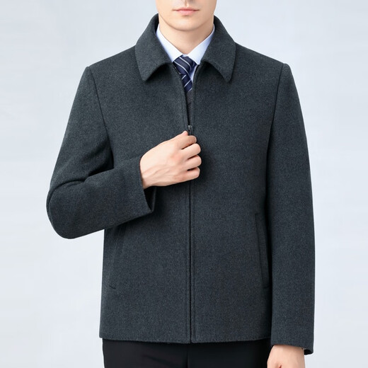 SEVEN 7 Seven brand double-sided cashmere short coat for middle-aged men, wool woolen detachable goose down lining jacket lapel jacket 6620 black (double-sided wool + goose down lining) M 170/48