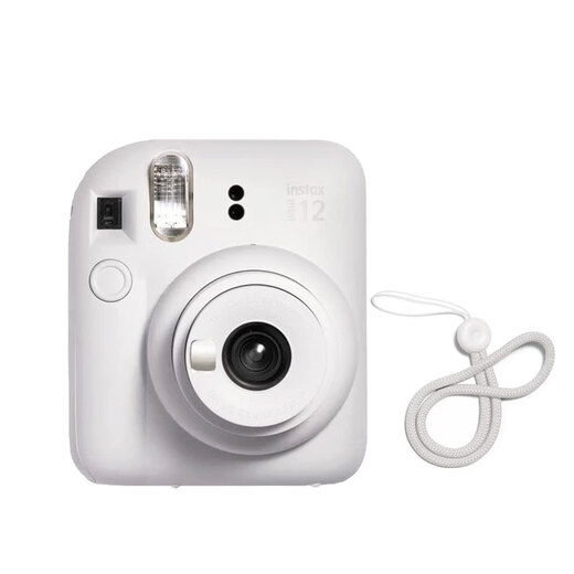 Fuji (FUJIFILM) instax mini12 one-time imaging, instant photography, good gift choice, mini12 jasmine white, set of four (official standard + crystal case + shoulder strap + 10 pieces of white-edged photo paper)