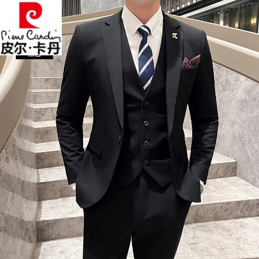 Pierre Cardin high-end suit men's 2025 new wedding dress fashion business professional formal suit three-piece suit apricot three-piece suit 5XL