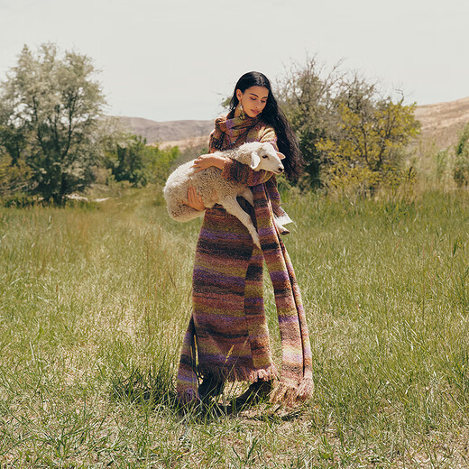 Wancaoyi Li Landi same style Yunxia shirt 2025 winter exotic style gradient knitted suit H05831551 light purple S