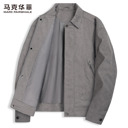 Mark Huafei Windproof and Anti-wrinkle Motorcycle Lapel Jacket Men's 2025 Autumn New Workwear Street Jacket Trendy 1554 Gray 003 L 175