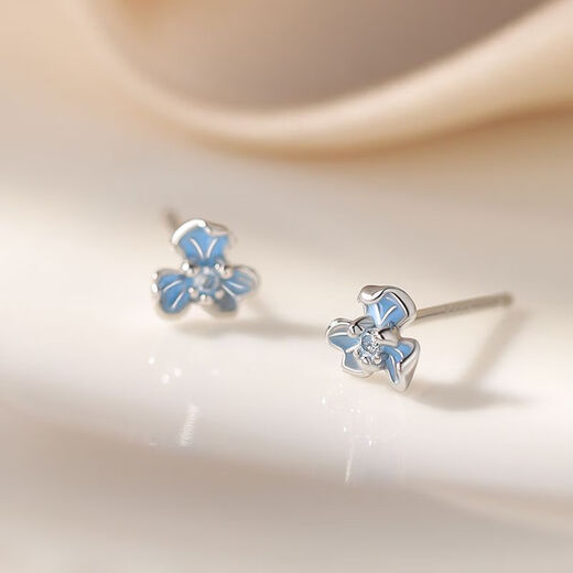 NSYCA Old Phoenix sterling silver 9999 iris flower earrings niche light luxury women 2025 new earrings silver earrings blue iris earrings 1 pair high-end