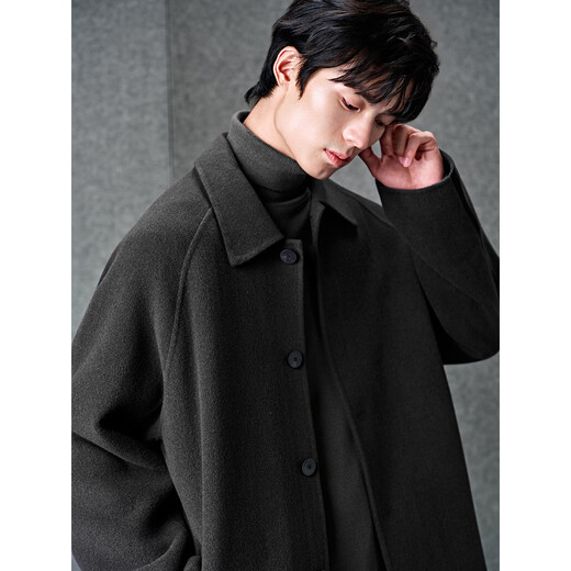 GXGGXG Men's Wear Shopping Mall Dark Gray Raglan Sleeve Commuting Long Coat Dark Gray 180/XL