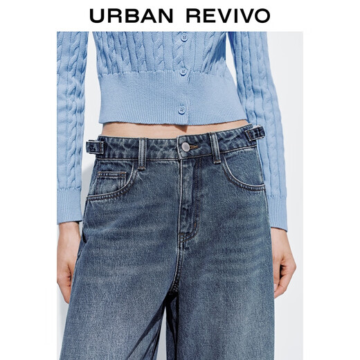 UR2025 Autumn Nuevo estilo de flujo de mujer Retro Whisker Whisker Scimitar Jeans pantalones Uyl850177# Azul 26